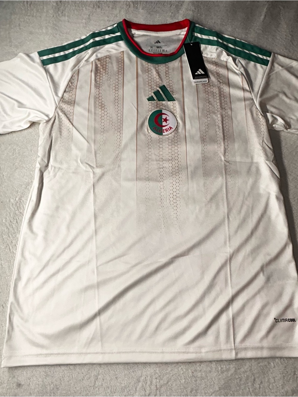 adidas Algeria National Team Soccer Jersey Shirt - White Green Red Size XL